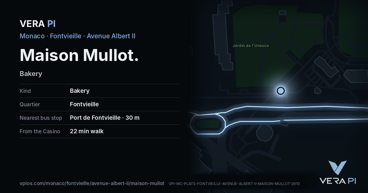 The VERA PI card for Maison Mullot