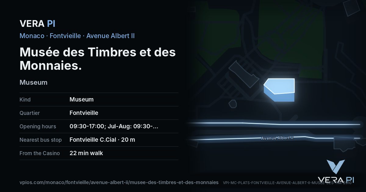 The VERA PI card for Musée des Timbres et des Monnaies