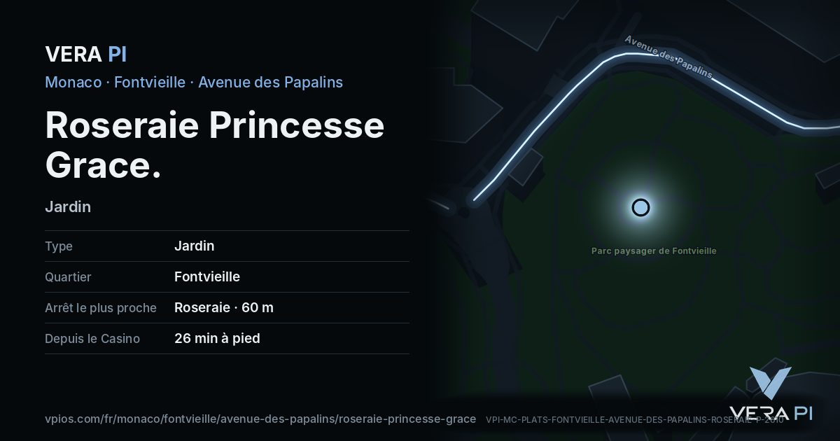 La carte VERA PI de Roseraie Princesse Grace