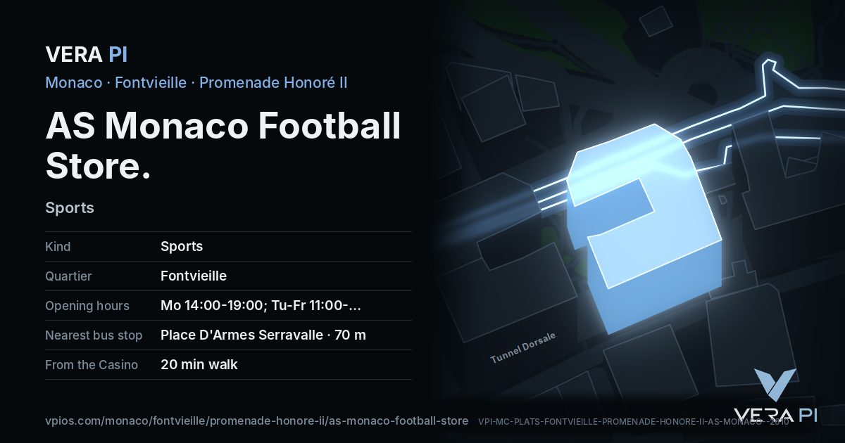 The VERA PI card for AS Monaco Football Store