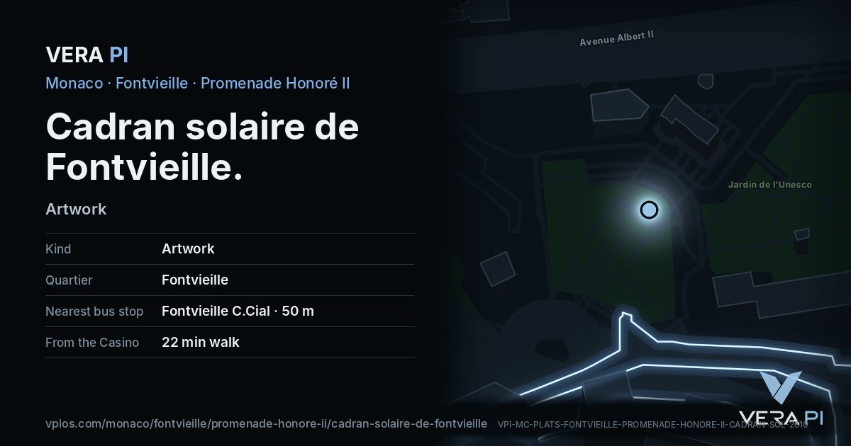 The VERA PI card for Cadran solaire de Fontvieille