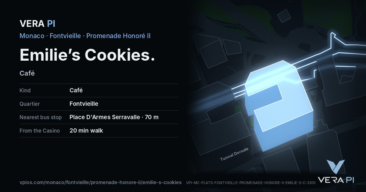 The VERA PI card for Emilie’s Cookies