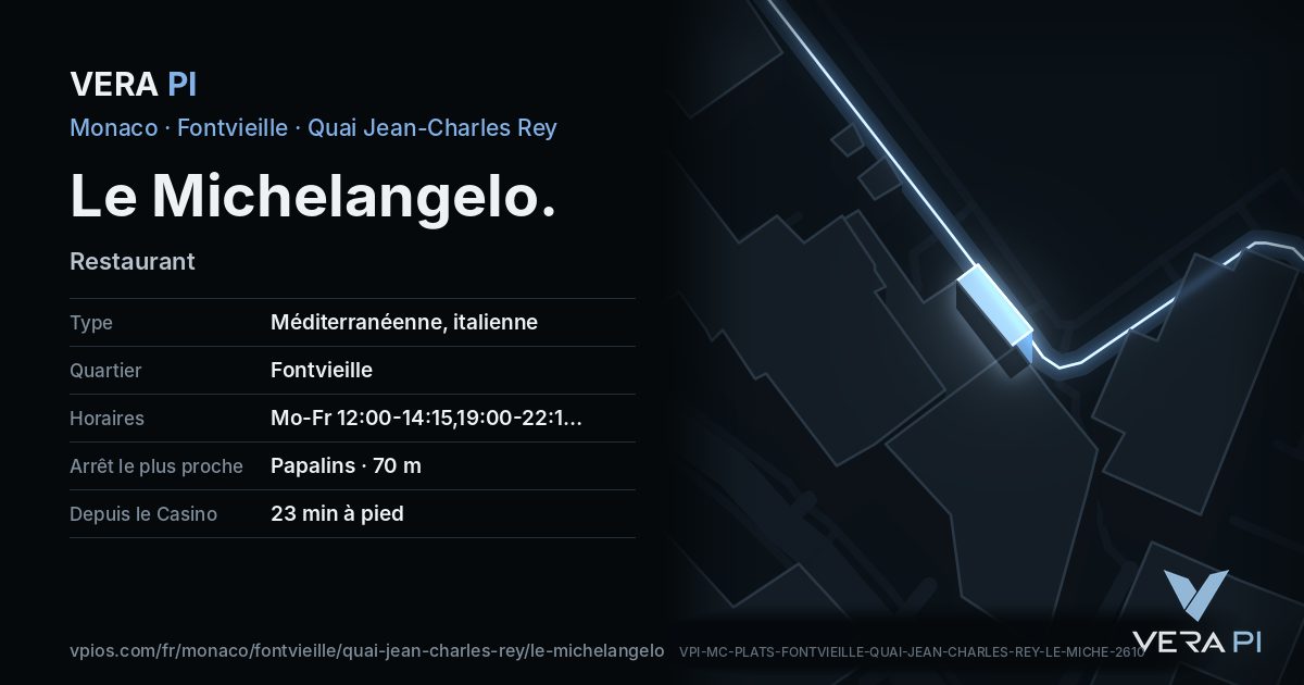 La carte VERA PI de Le Michelangelo
