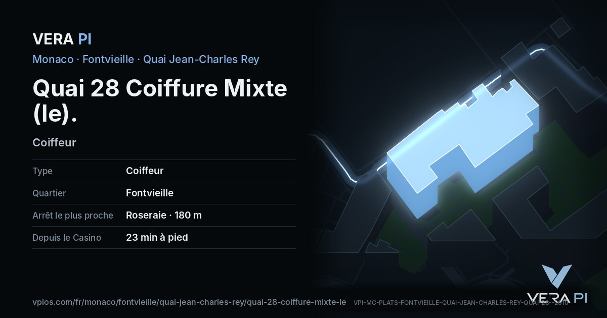La carte VERA PI de Quai 28 Coiffure Mixte (le)