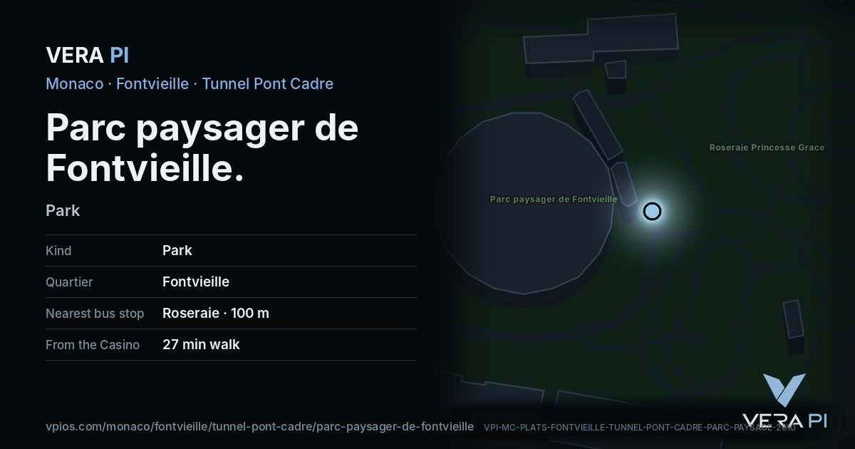 The VERA PI card for Parc paysager de Fontvieille