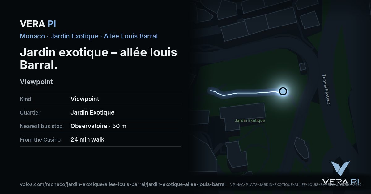 The VERA PI card for Jardin exotique – allée louis Barral