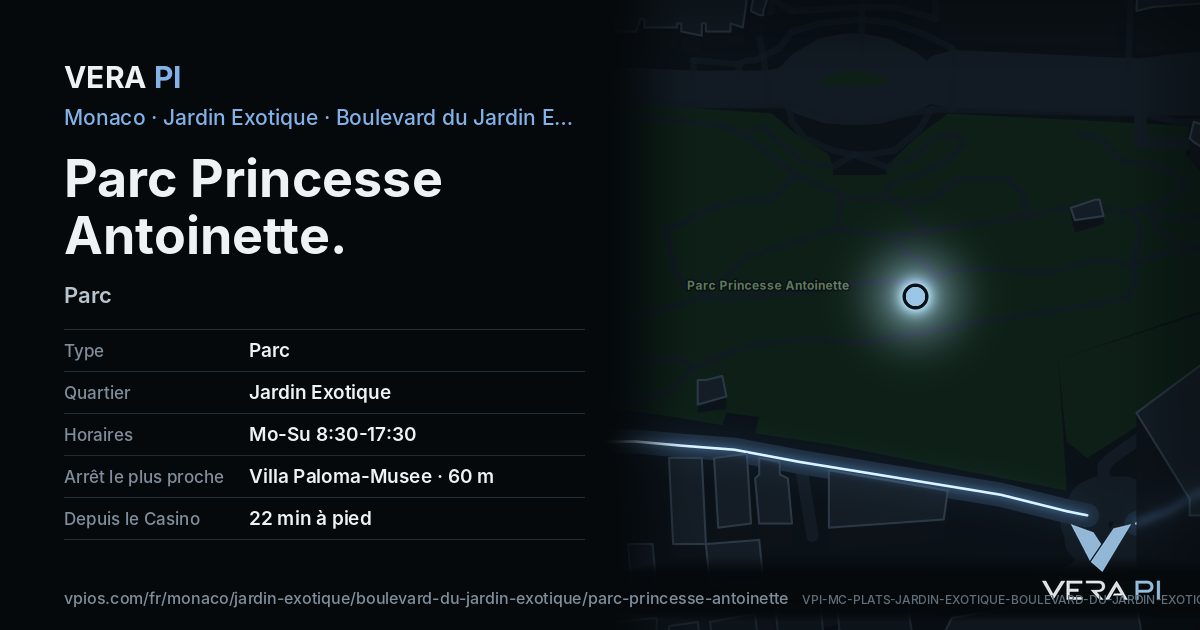 La carte VERA PI de Parc Princesse Antoinette