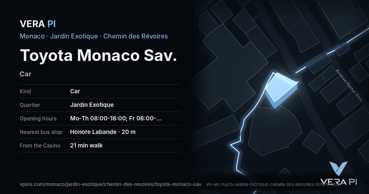 The VERA PI card for Toyota Monaco Sav