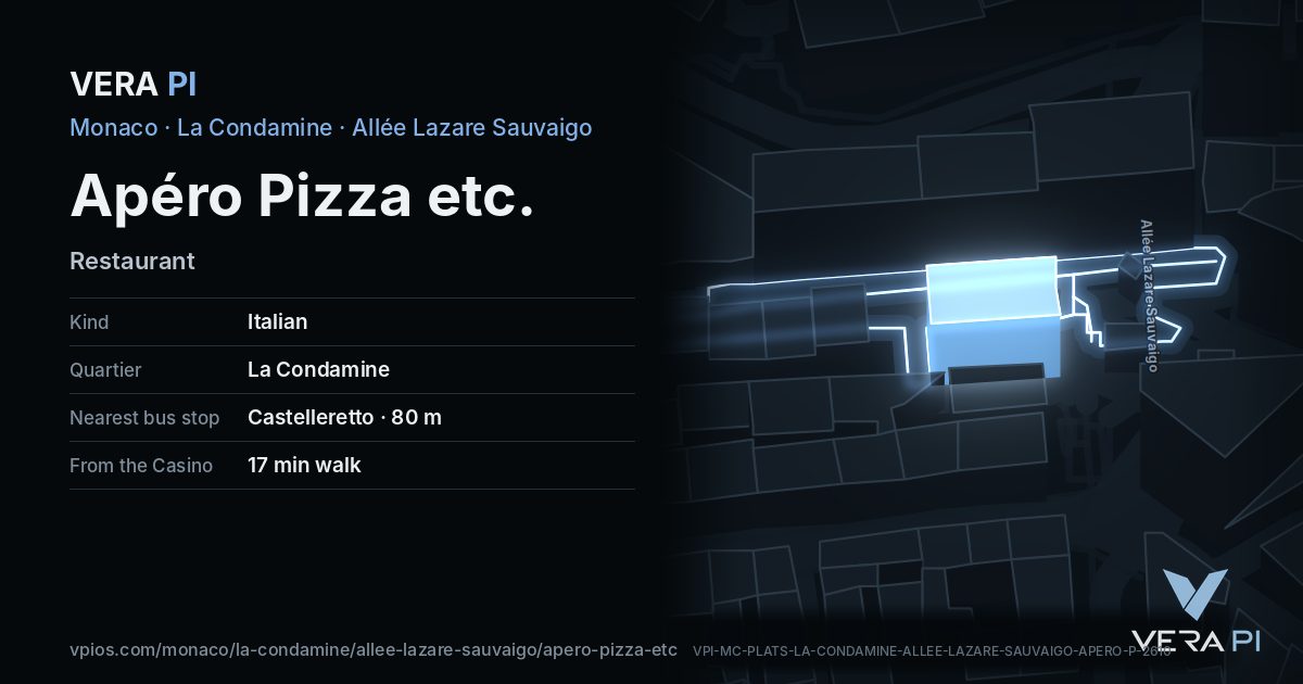 The VERA PI card for Apéro Pizza etc.