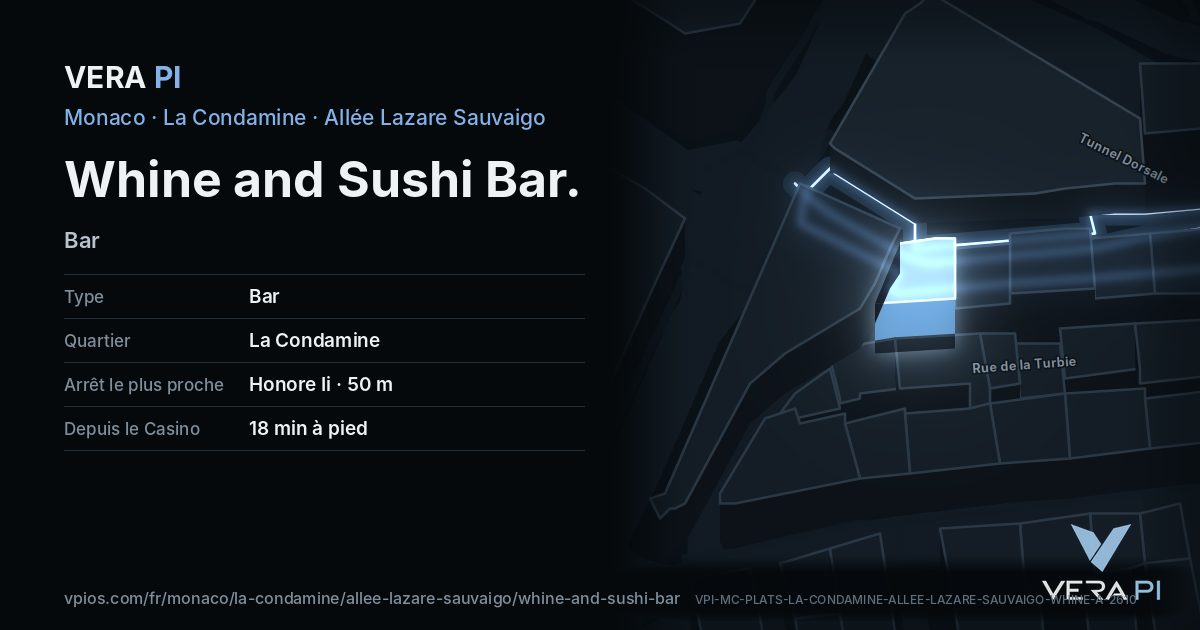 La carte VERA PI de Whine and Sushi Bar