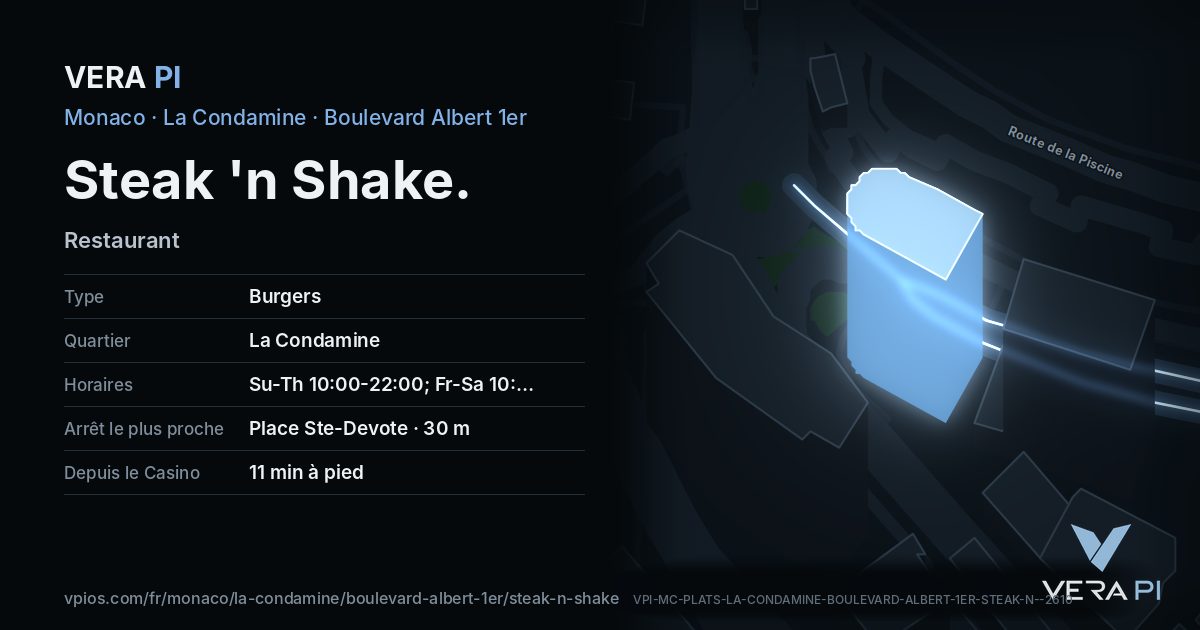 La carte VERA PI de Steak 'n Shake