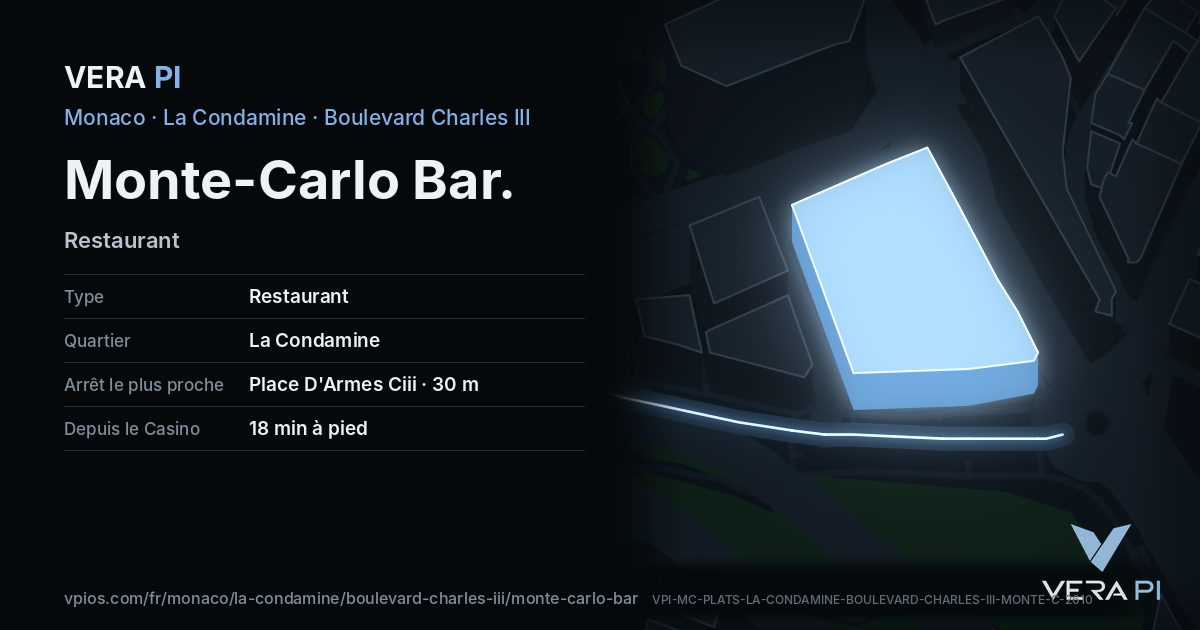 La carte VERA PI de Monte-Carlo Bar