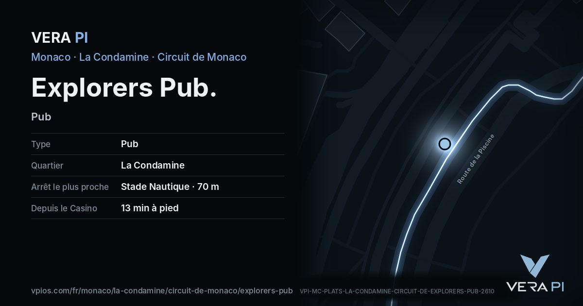 La carte VERA PI de Explorers Pub