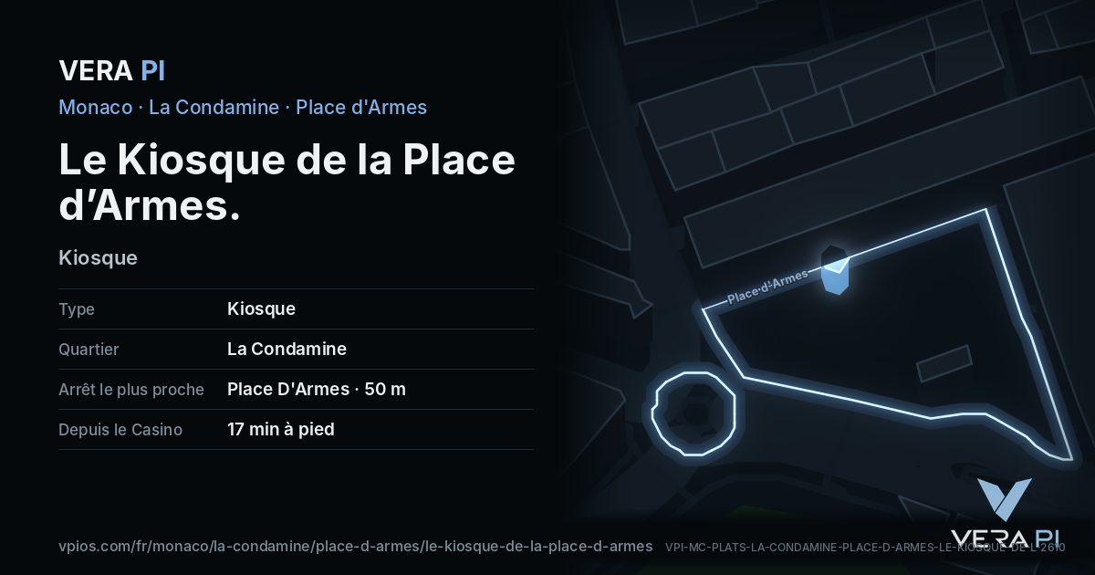 La carte VERA PI de Le Kiosque de la Place d’Armes