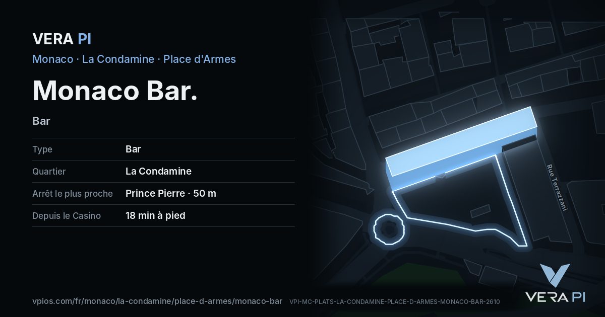 La carte VERA PI de Monaco Bar