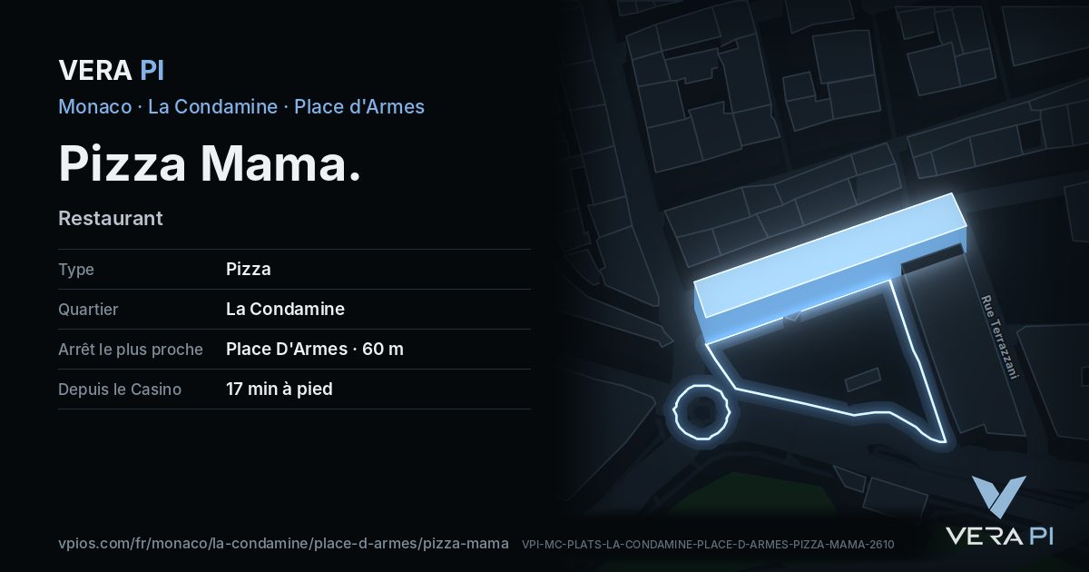 La carte VERA PI de Pizza Mama