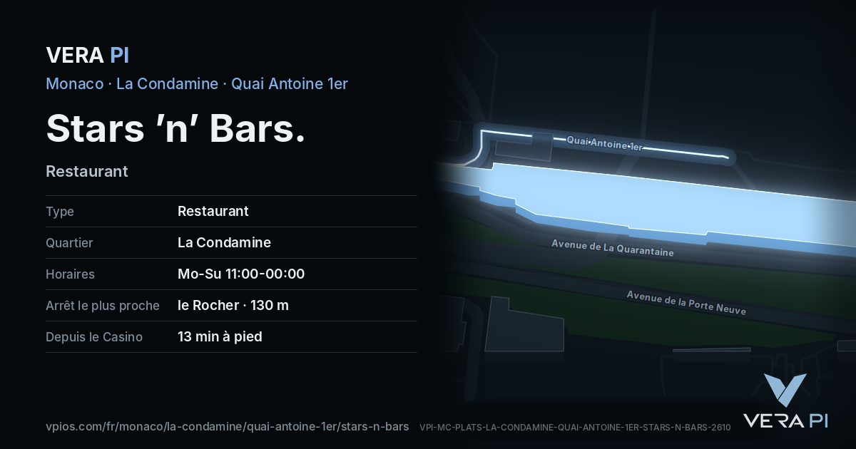 La carte VERA PI de Stars ’n’ Bars
