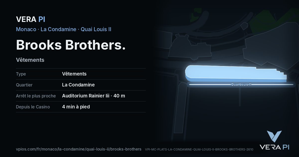 La carte VERA PI de Brooks Brothers