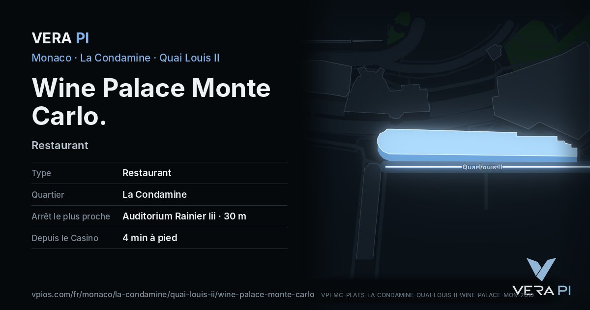 La carte VERA PI de Wine Palace Monte Carlo