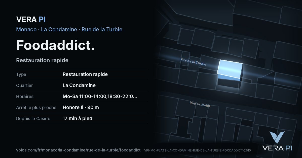La carte VERA PI de Foodaddict