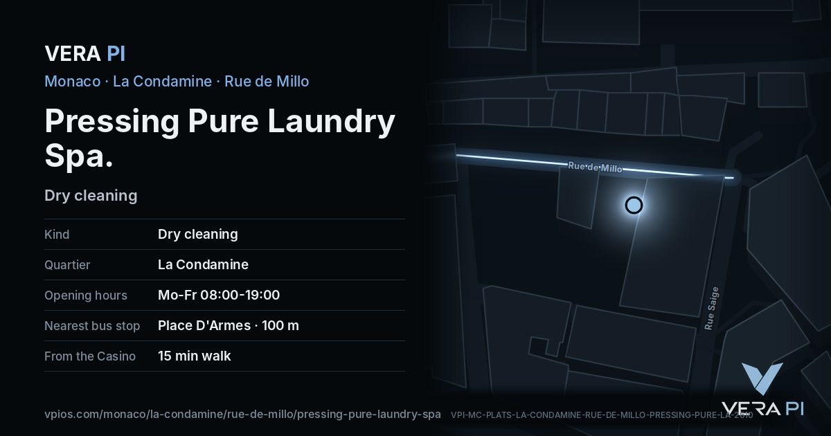 The VERA PI card for Pressing Pure Laundry Spa