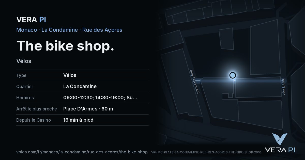 La carte VERA PI de The bike shop