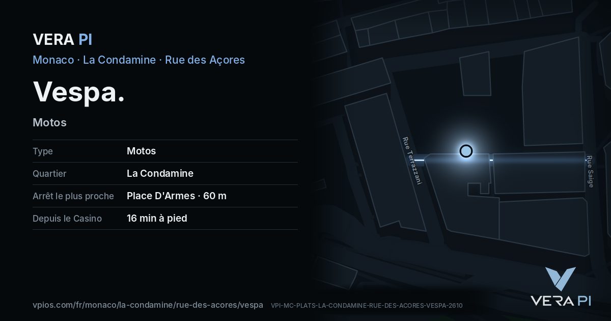La carte VERA PI de Vespa