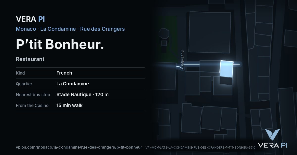 The VERA PI card for P’tit Bonheur