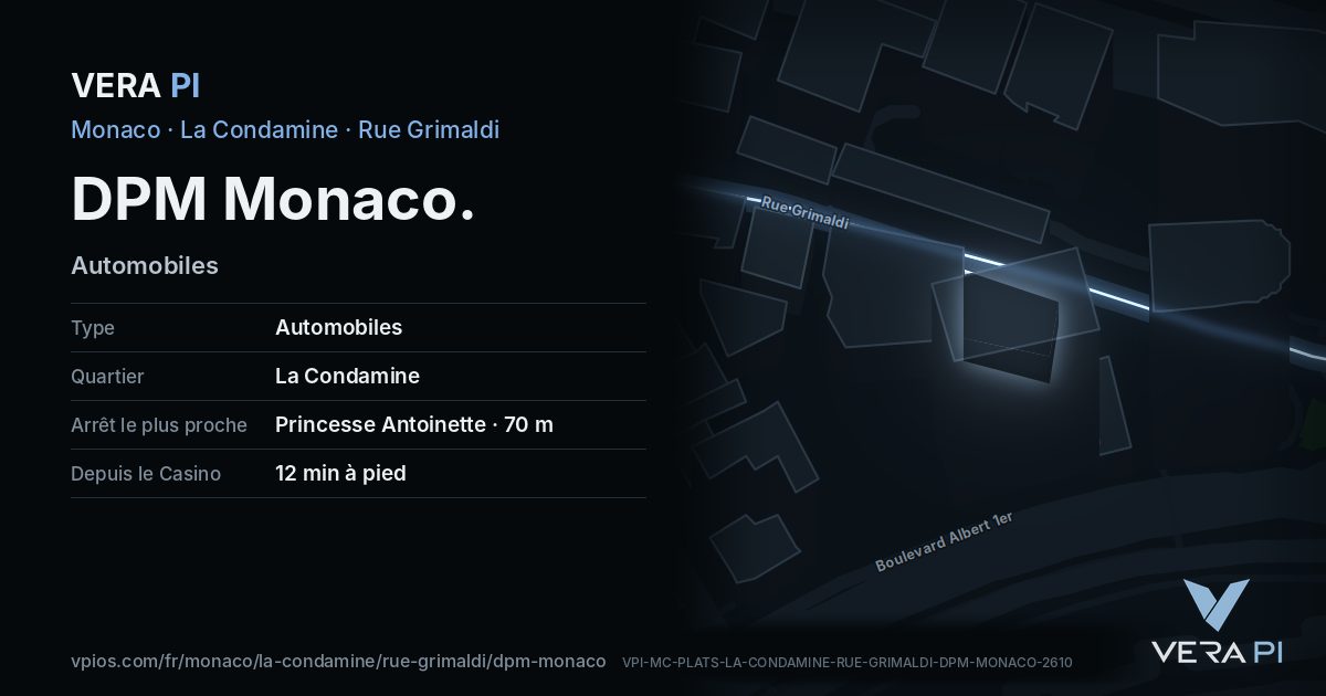 La carte VERA PI de DPM Monaco