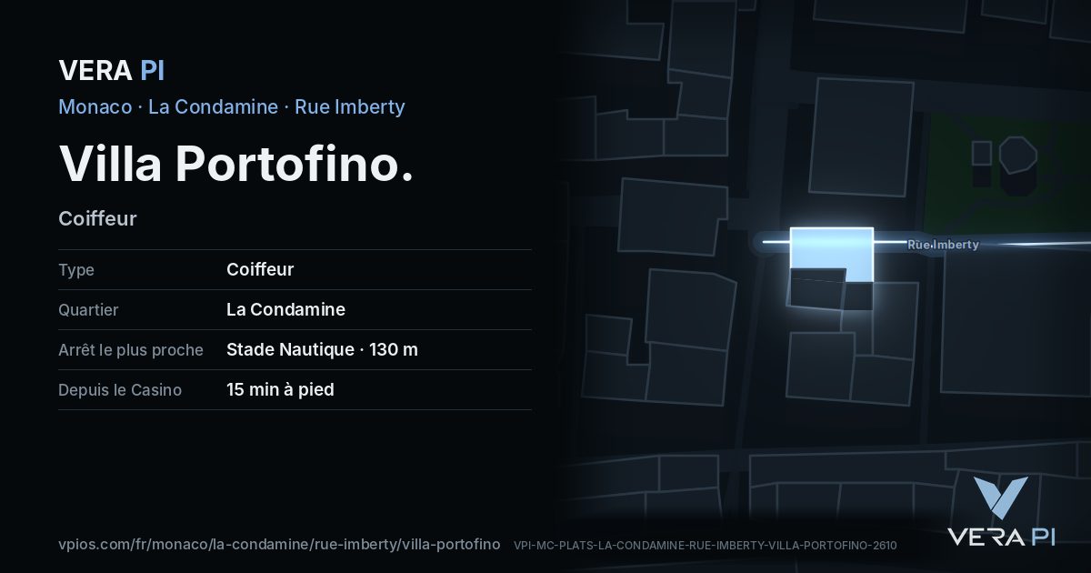 La carte VERA PI de Villa Portofino
