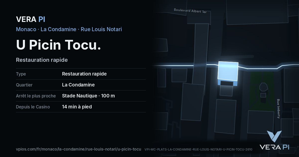 La carte VERA PI de U Picin Tocu