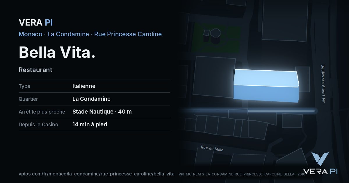La carte VERA PI de Bella Vita