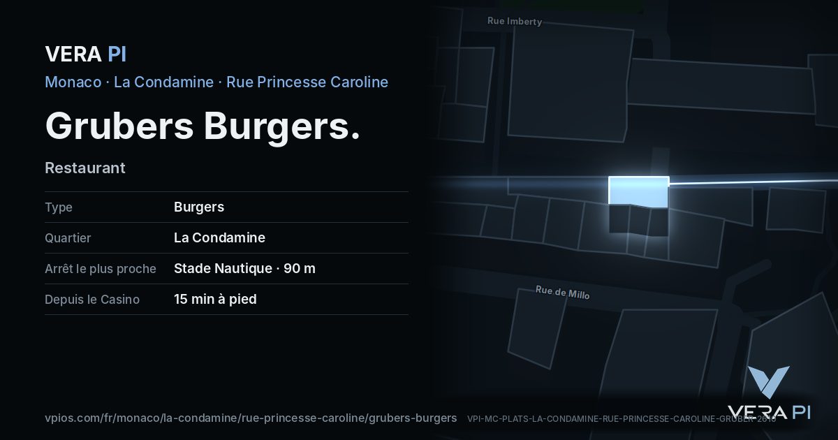 La carte VERA PI de Grubers Burgers