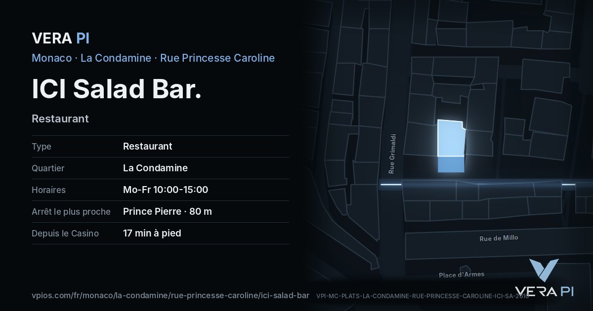 La carte VERA PI de ICI Salad Bar