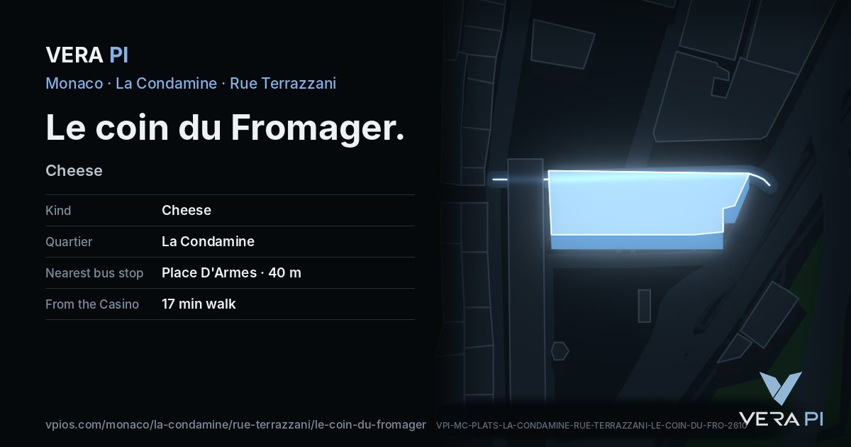 The VERA PI card for Le coin du Fromager