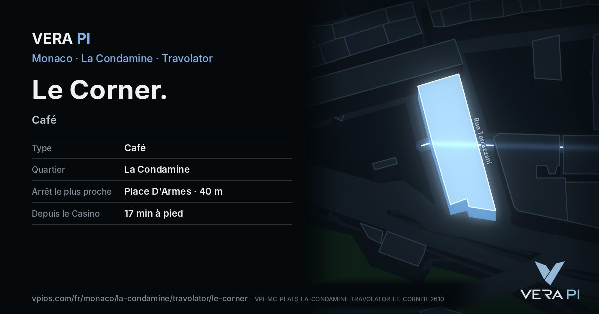 La carte VERA PI de Le Corner