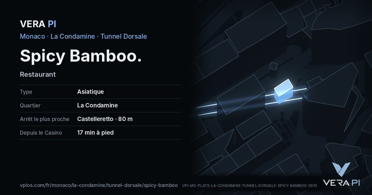 La carte VERA PI de Spicy Bamboo