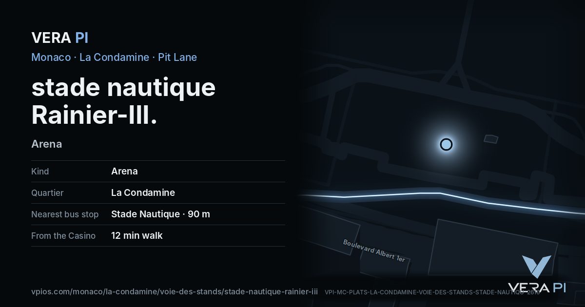 The VERA PI card for stade nautique Rainier-III