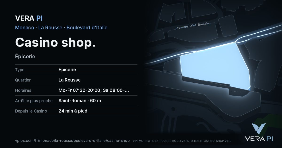 La carte VERA PI de Casino shop