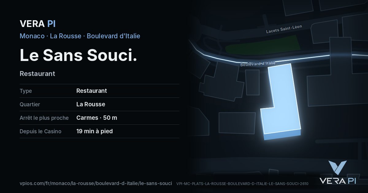 La carte VERA PI de Le Sans Souci