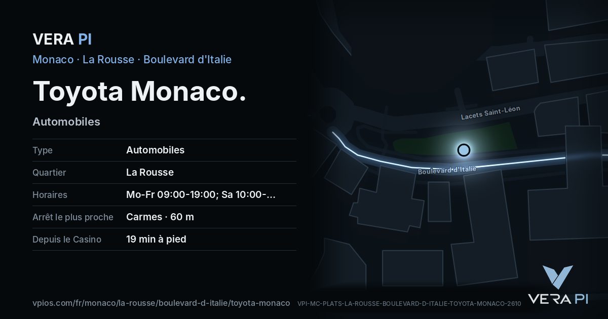 La carte VERA PI de Toyota Monaco