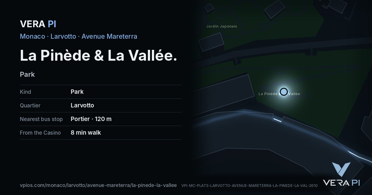 The VERA PI card for La Pinède & La Vallée