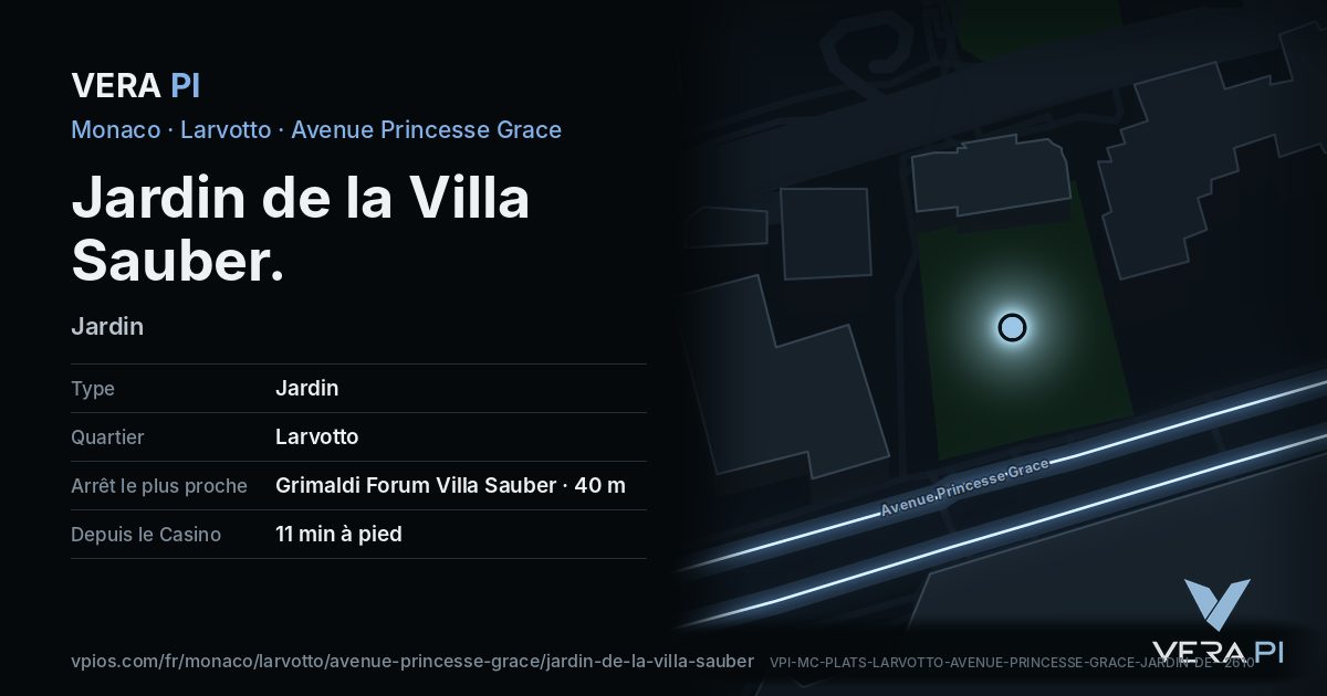La carte VERA PI de Jardin de la Villa Sauber