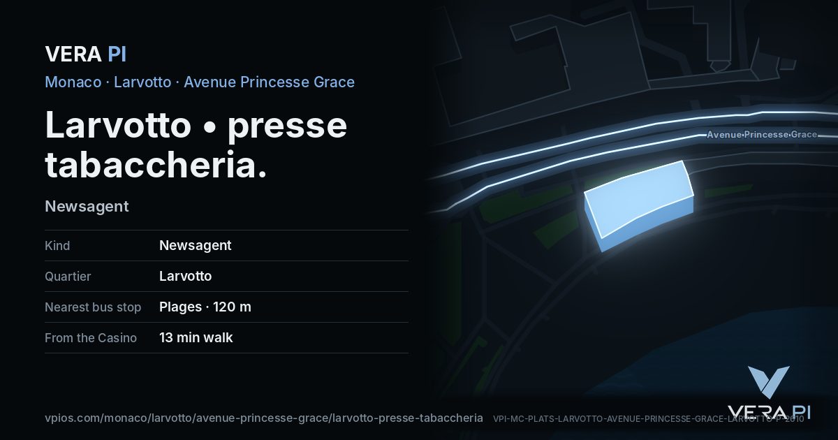 The VERA PI card for Larvotto • presse tabaccheria