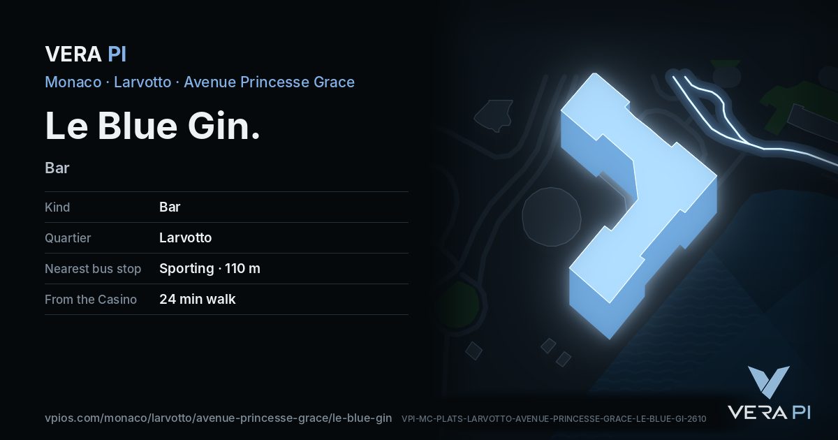 The VERA PI card for Le Blue Gin