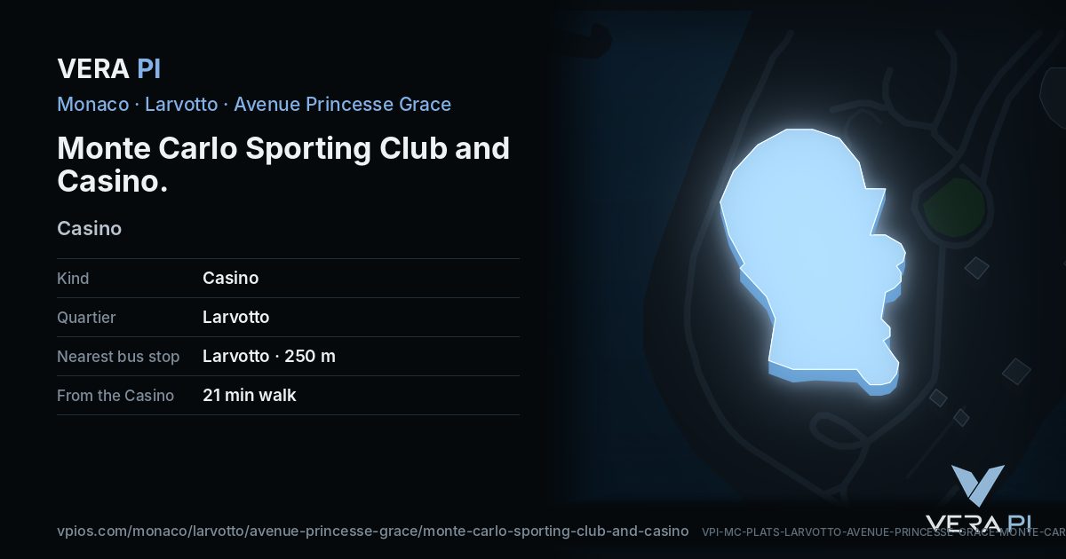 The VERA PI card for Monte Carlo Sporting Club and Casino