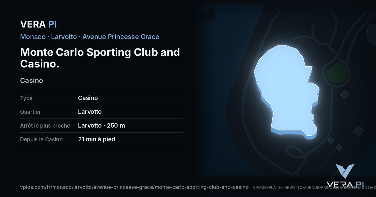 La carte VERA PI de Monte Carlo Sporting Club and Casino