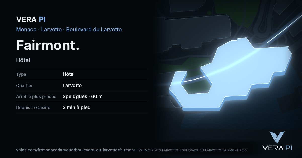 La carte VERA PI de Fairmont