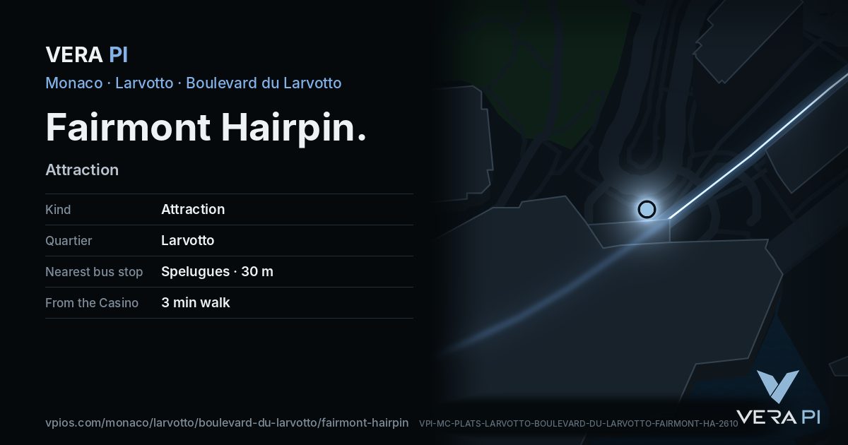 The VERA PI card for Fairmont Hairpin