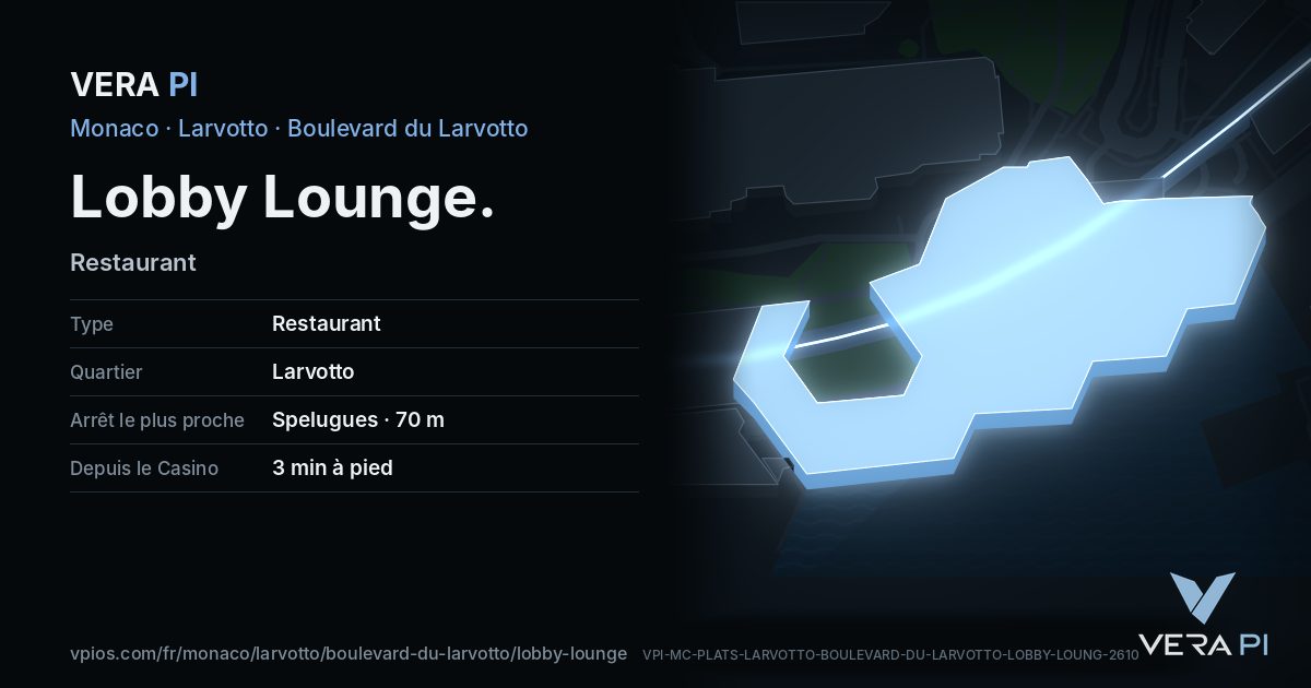 La carte VERA PI de Lobby Lounge
